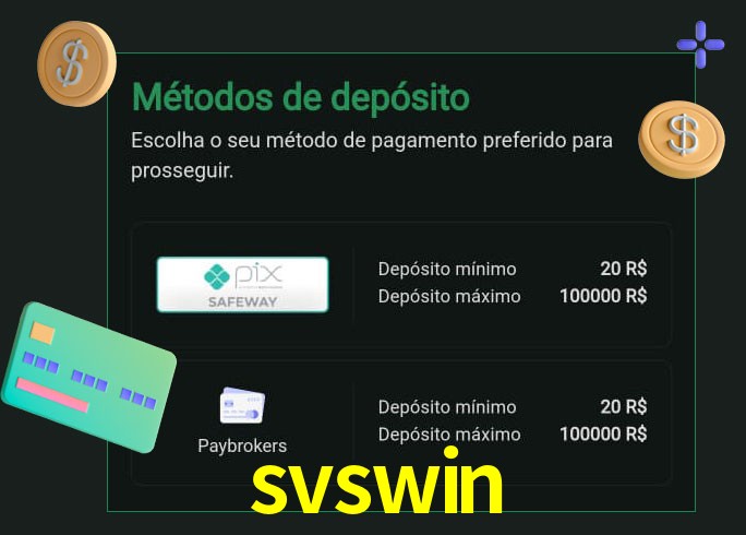 O cassino svswin oferece uma grande variedade de métodos de pagamento
